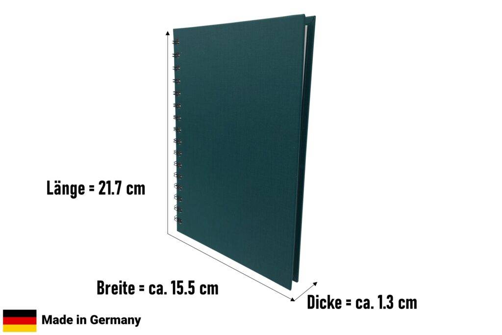 Grünes Notizbuch A5 Maße
