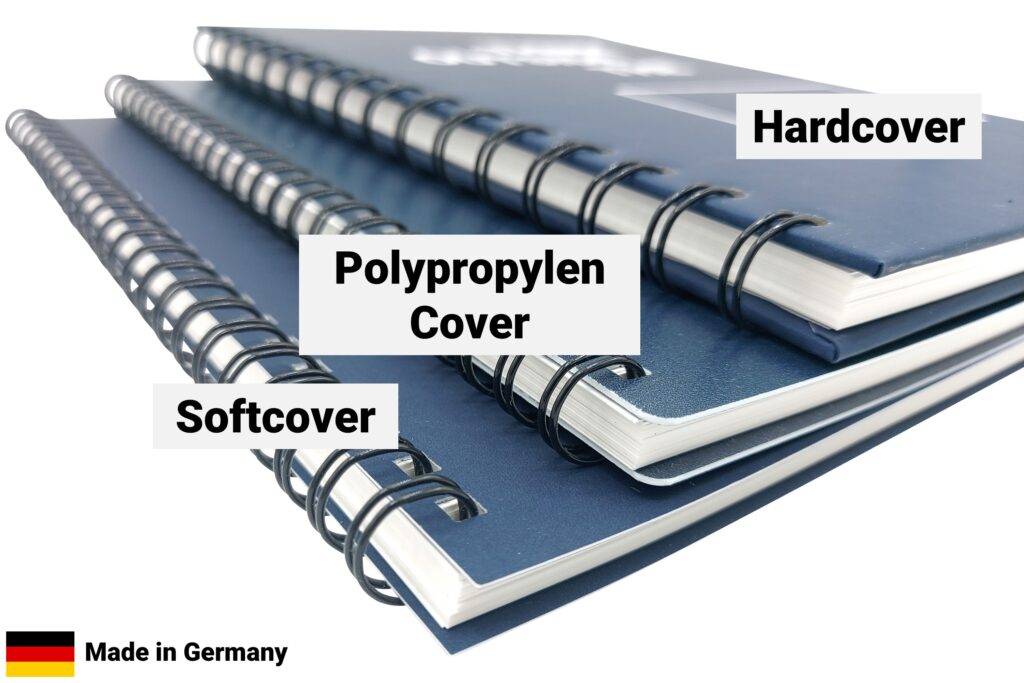 Notizbücher mit Softcover, Hardcover und Polypropylen Cover im Vergleich.