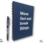 Wiederverwendbares Notizbuch "Move fast and break things" Premium Hardcover A5