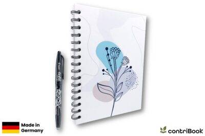 Notizbuch mit modernem, floralem Design.