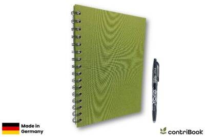 Grünes, umweltfreundliches Notizbuch.