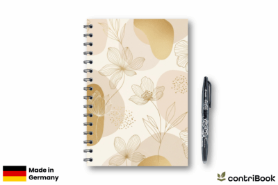 wiederverwendbares notizbuch golden bloom blumendesign a5 abwischbar