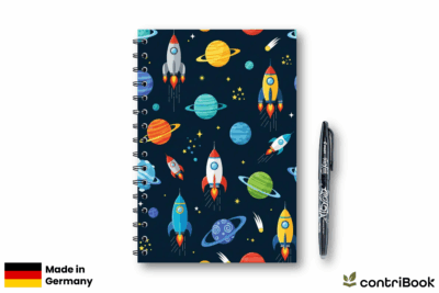 Weltraum Notizbuch für Kinder – Raketen & Planeten, Made in Germany