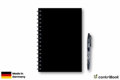 schwarzes Notizbuch A5 Softcover – minimalistisches Design